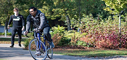 cyclist on campus